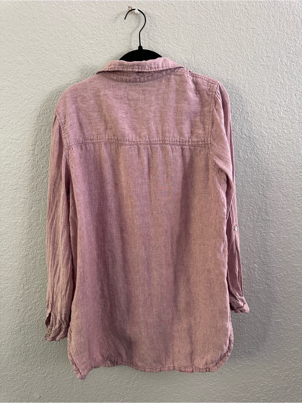 Sigrid Olsen Women Pink 100% Linen Button Down Tunic Shirt Long Sleeve Size L - Picture 3 of 5